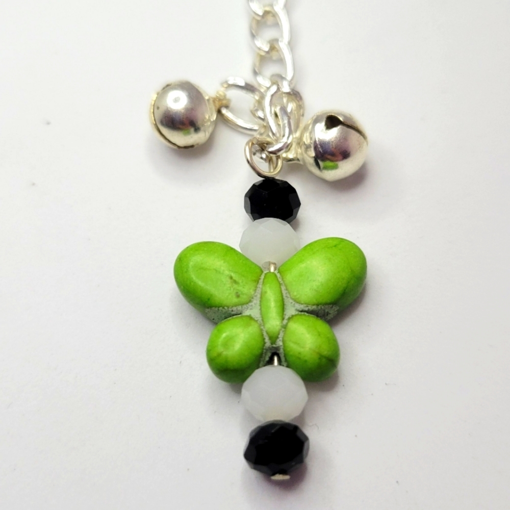 Green butterfly stone bead Keychain
